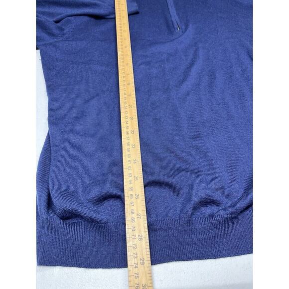Paul Fredrick Sweater Men's Blue XXL Silk Cashmere 1/4 Zip Mock Pullover - Picture 5 of 7